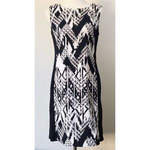 Connected Apparel Black and White Geometric Dress